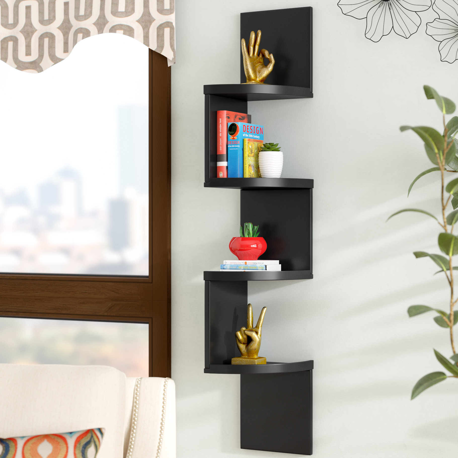 Laude Run Hubbert 4 Tier Corner Wall Shelf Reviews Wayfair