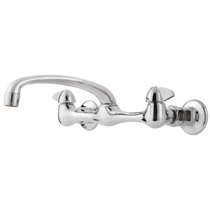 Pfirst Series Double Handle Wall Mount Standard Kitchen Faucet