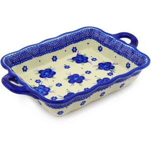 Polish Pottery Rectangular Baker with Handle