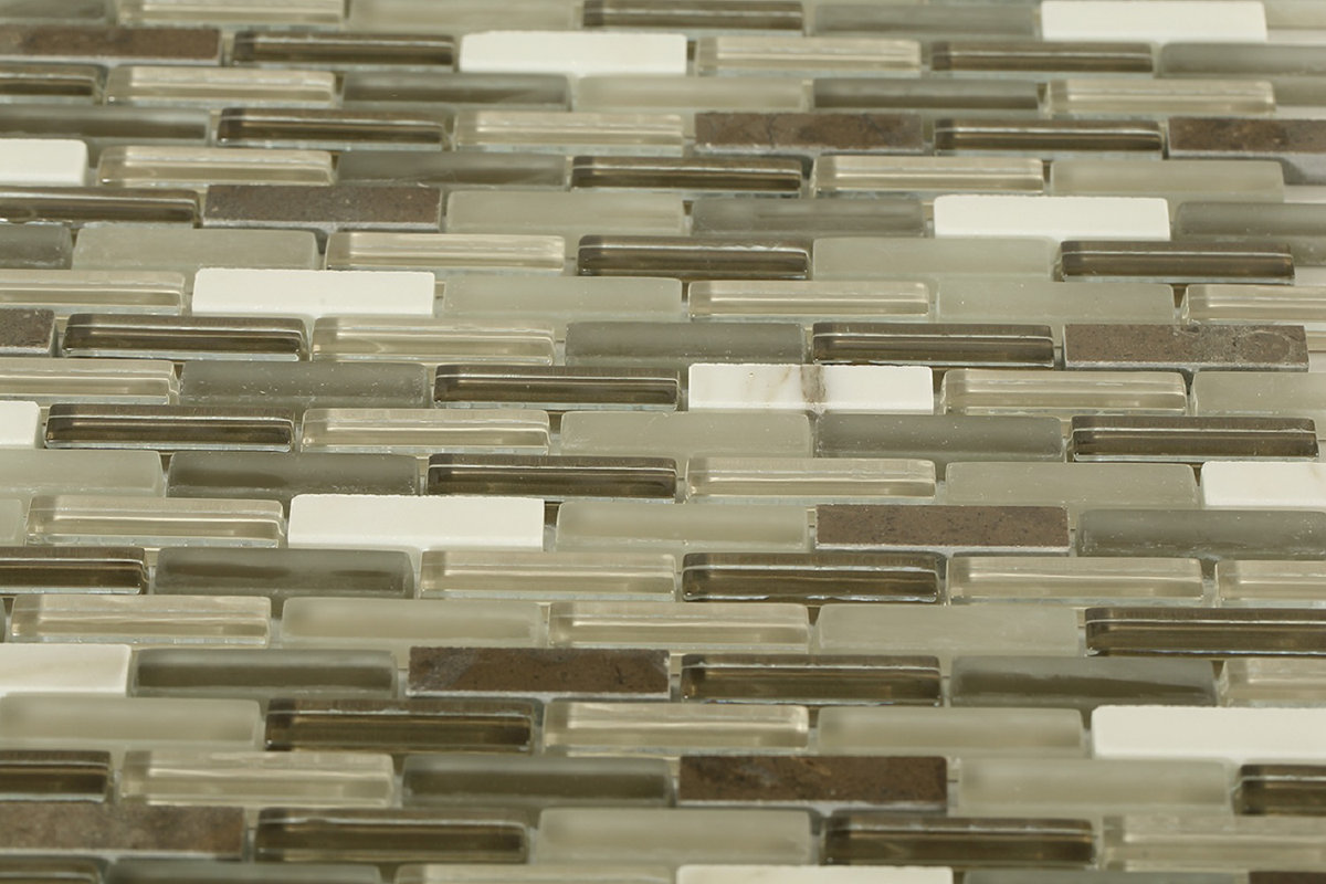 Splashback Tile Cleveland 0 5 X 1 Gl Marble Mosaic In Cleveland 0 5 X 1 Gl Marble Mosaic Tile In Frosted Brown Dark