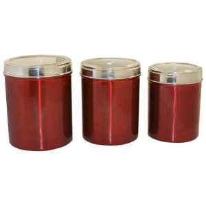 Hueck Stainless Steel 3 Piece Kitchen Canister Set
