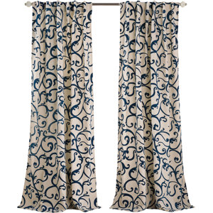 Holton Graphic Print & Text Semi-Sheer Rod Pocket Single Curtain Panel