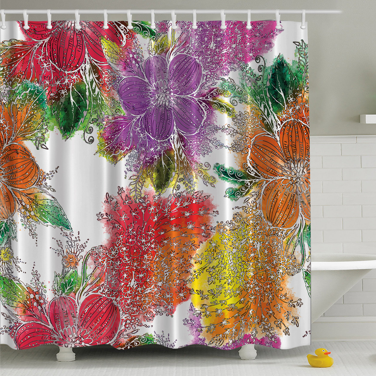 Ambesonne Bold Flowers Print Single Shower Curtain Reviews Wayfair