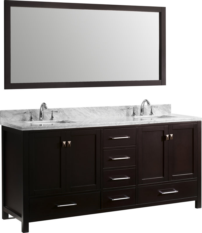 Double Bathroom Vanities With Tops zipcode design melba 72.8" double bathroom vanity set with carrara Double Bathroom Vanities With Tops zipcode design melba 72.8" double bathroom vanity set with carrara
