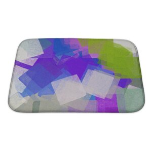 Art Beta Square Colorful Paint Brush Strokes Modern Impressionist Bath Rug