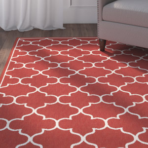 Duncan Red/Ivory Indoor/Outdoor Area Rug