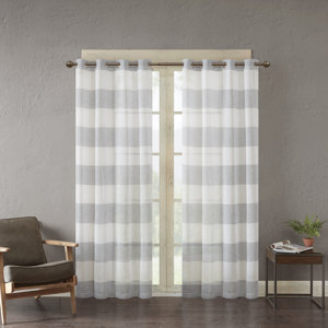 Brimfield Striped Sheer Grommet Single Curtain Panel