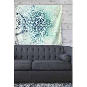 'Blue Mina Mandala' by Nika Martinez Wall Tapestry