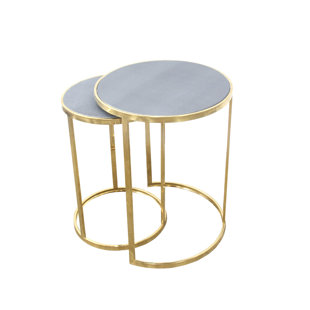 End Table 22 Inches High Wayfair Ca Urbanest Charles Set Of 2 Nesting Tables Faux Reen In Grey With Gold Metal 22 Inch And 20 1 Tall