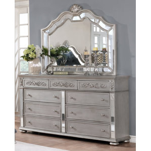 Nicolasa 9 Drawer Dresser with Mirror by Rosdorf Park