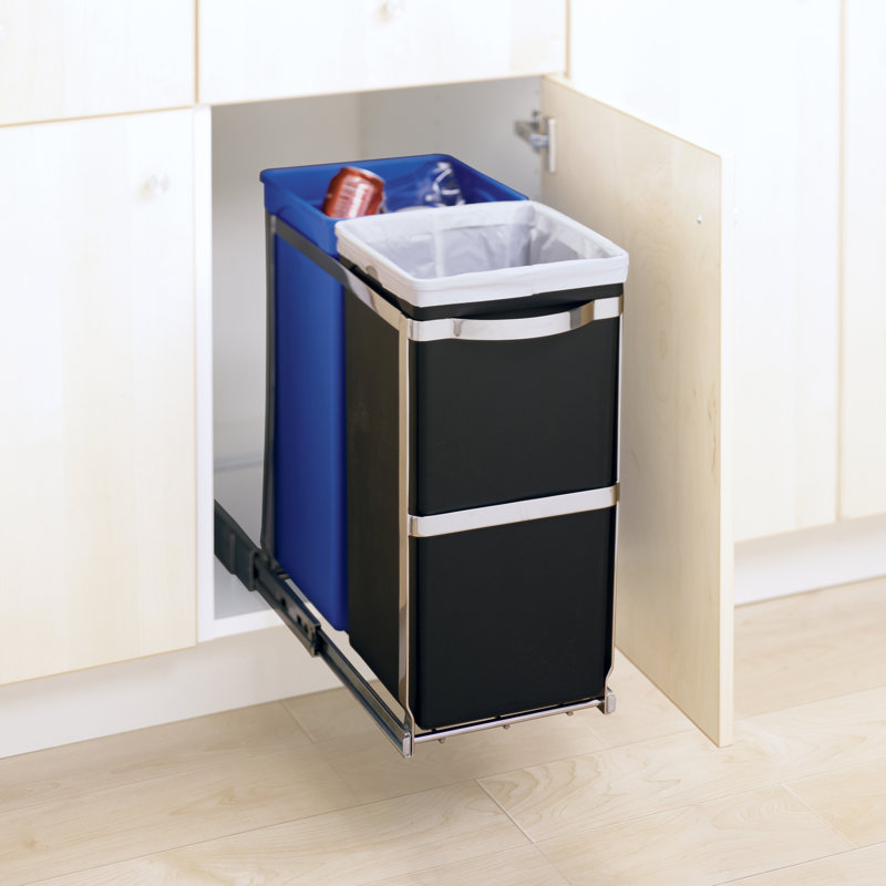 9 Gallon Under Counter Pull Out Trash Can Dual Compartment