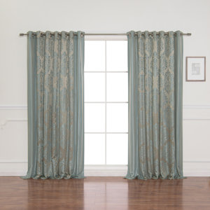 Best Home Fashion Inc Wide Width Damask Jacquard Grommet Curtain