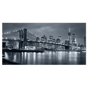 Panorama New York City at Night Cityscape Photographic Print on Wrapped Canvas