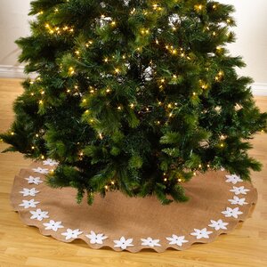 Felicia Poinsettia Design Round Christmas Stocking Tree Skirt