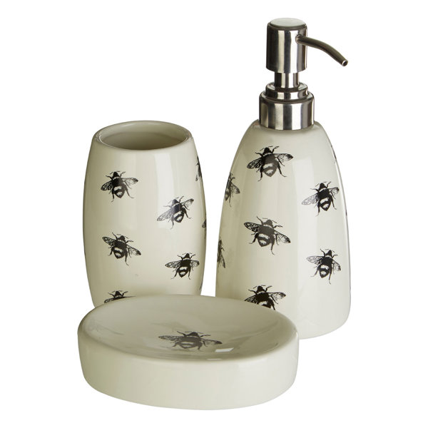 Castleton Home Queen Bee Ceramic 3 Piece Bathroom Accessory Set Castleton Home Queen Bee Ceramic 3 Piece Bathroom Accessory Set Wayfair Co Uk