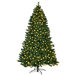 Outdoor Pre Lit Christmas Trees You Ll Love Wayfair 7 Green Pine Artificial Christmas Tree With 300 Single Colored Lights
