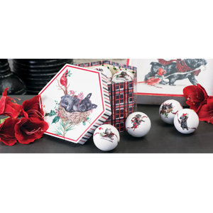 14 Piece Benson and Bartholomew Decoupage Ball Ornaments Set (Set of 14)