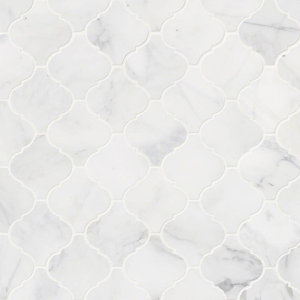 Calacatta Cressa Arabesque Honed Marble Mosaic Tile in White
