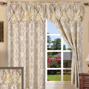 Penelopie Damask Room Darkening Rod Pocket Curtain Panels