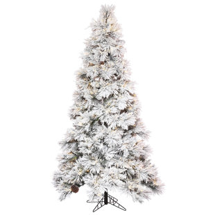 65 flocked whitegreen artificial christmas tree with 850 led clearwhite lights with stand - White Christmas Trees On Sale 65 flocked whitegreen artificial christmas tree with 850 led clearwhite lights with stand - White Christmas Trees On Sale