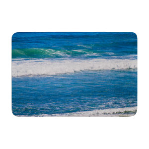Nick Nareshni Solana Beach Rolling Waves Coastal Memory Foam Bath Rug