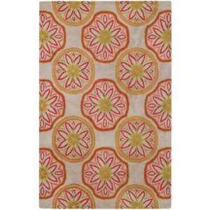 Charisma Ginger Root Suzani Hand-Tufted Red/Yellow Area Rug