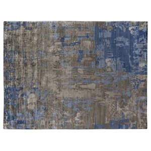 Abstract Expressions Hand-Knotted Silk Blue/Gray Area Rug