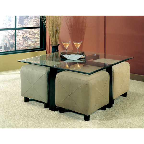 Laude Run Janda Coffee Table And 4 Ottomans Reviews Wayfair