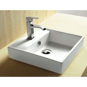 Ceramica Square Vessel Bathroom Sink with Overflow