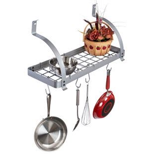Kitchen Cart With Pot Rack Wayfair Rid Wall Mounted Pot Rack