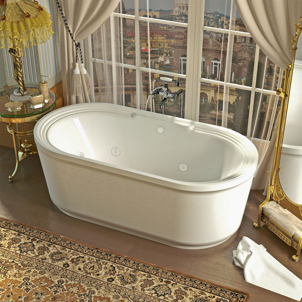 Spa Escapes Royal 66 78 X 33 62 Oval Freestanding Jetted Bathtub