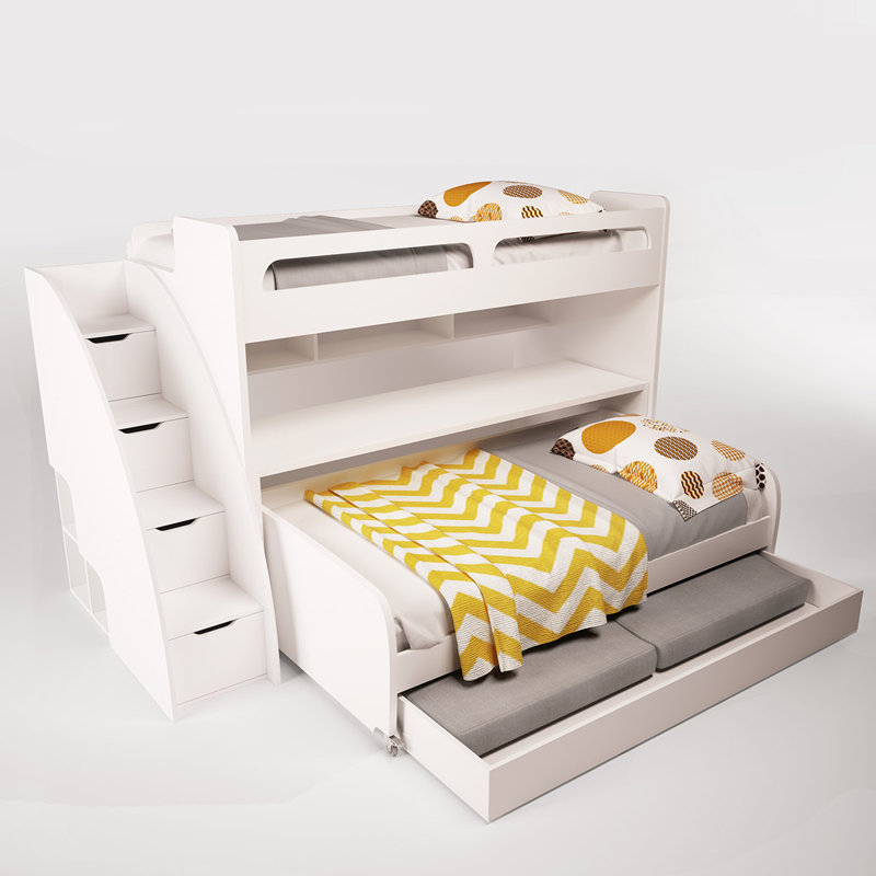 Brayden Studio Gautreau Twin Futon Bunk Bed with Table and Trundle