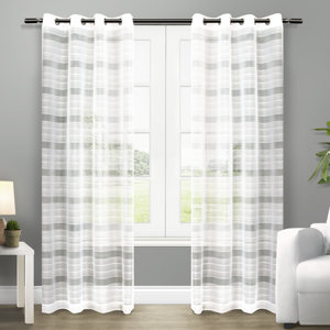 Exclusive Home Striped Sheer Curtain Panels (Set of 2)