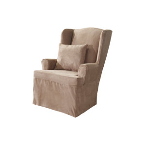 Soft Suede T-Cushion Wingback Slipcove..