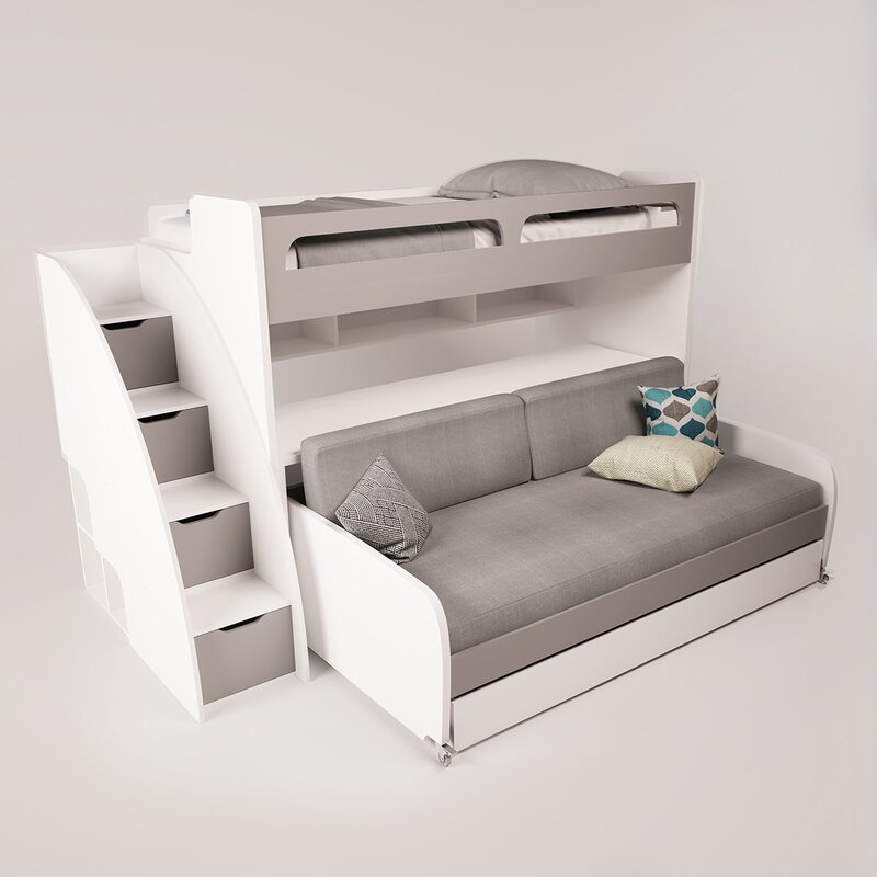 Brayden Studio Gautreau Twin Bunk Bed over Full XL Sofa ...
