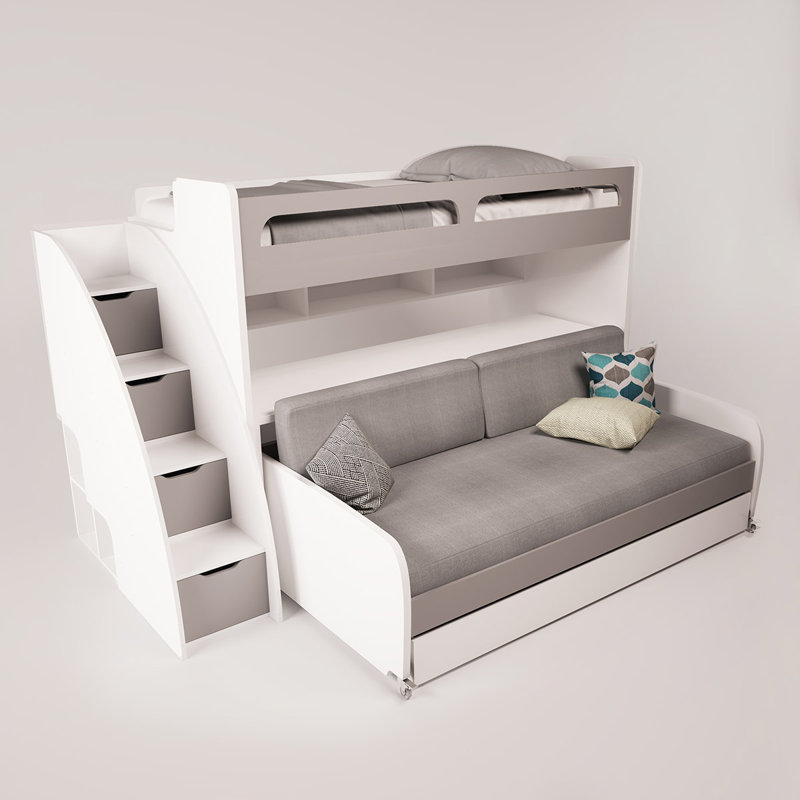 Gautreau Twin Futon Bunk Bed with Table and Trundle ...