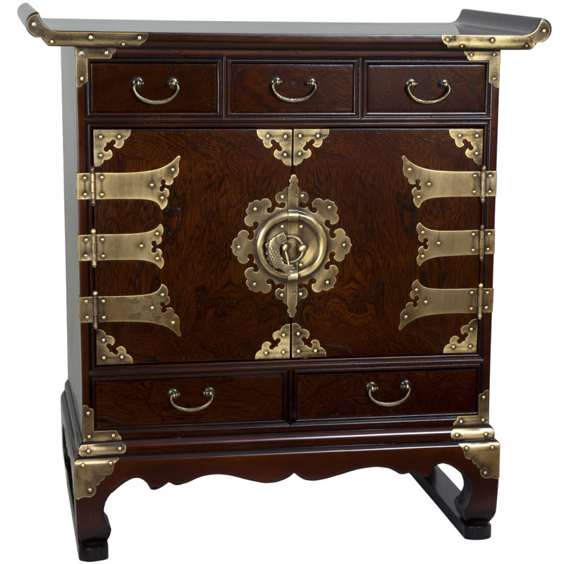 Oriental Furniture Korean 5 Drawer End Table Accent ...