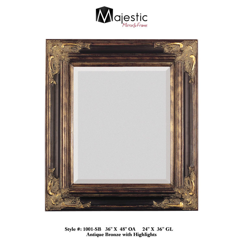 Majestic Mirror Bronze With Gold Square Antique Framed Beveled Gl Bronze With Gold Square Antique Framed Beveled Gl Wall Mirror