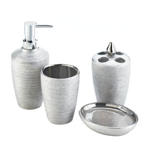 Joshana 4 Piece Shimmer Bathroom Accessory Set