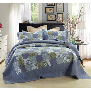Rustic Country Cottage Reversible Flannel 2 Piece Twin Quilt Set