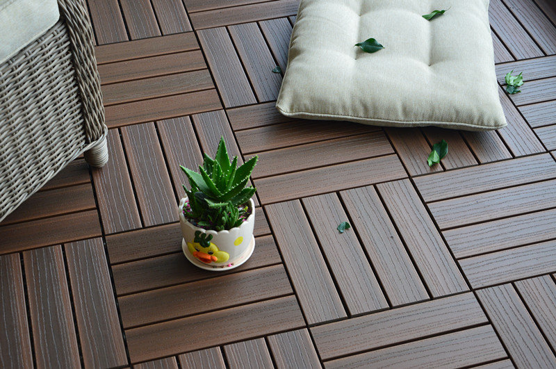 Vifah Composite Walnut 12 X Interlocking Deck Tiles Reviews Composite Walnut 12 X Interlocking