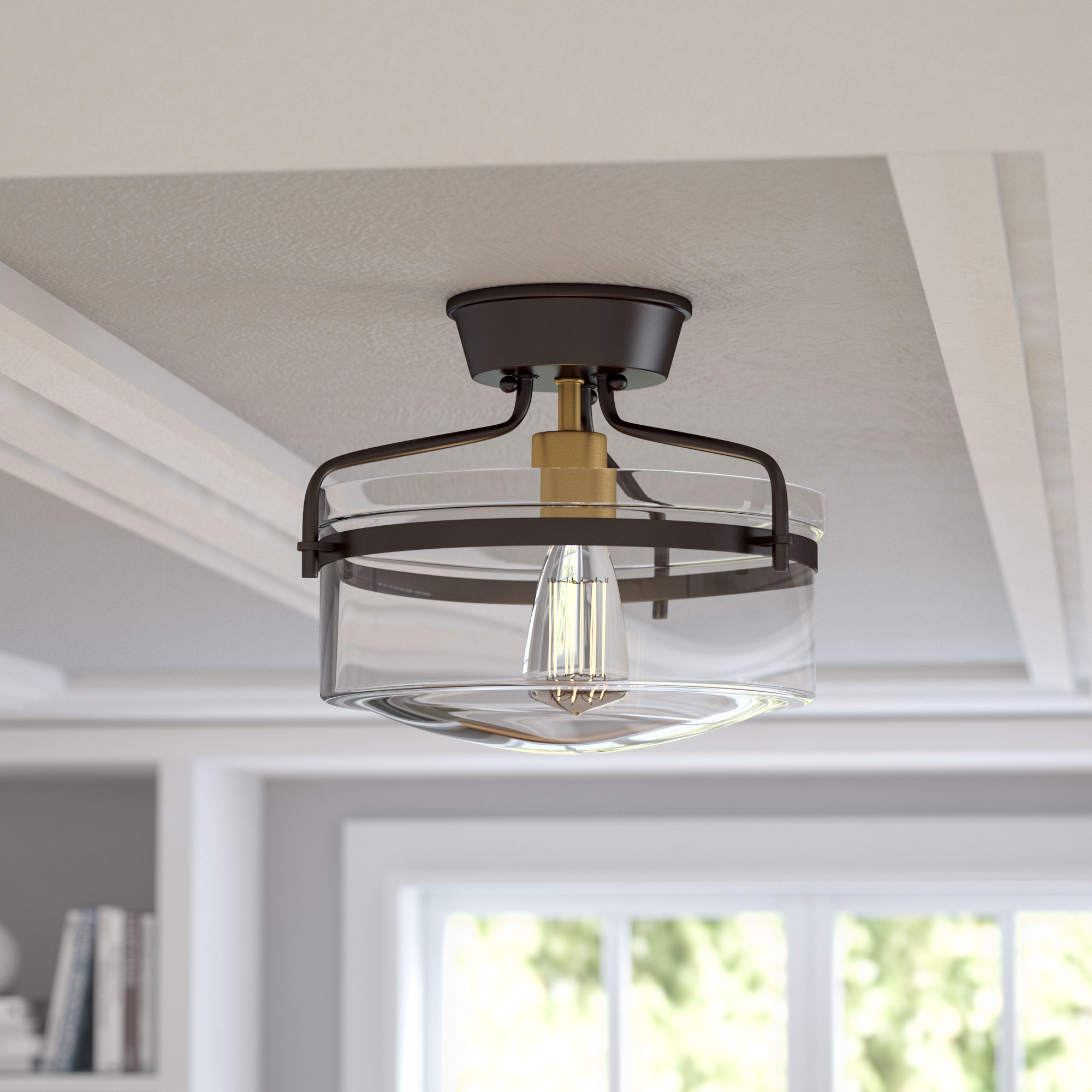 alcott hill rhinebeck 1-light semi flush mount & reviews | wayfair