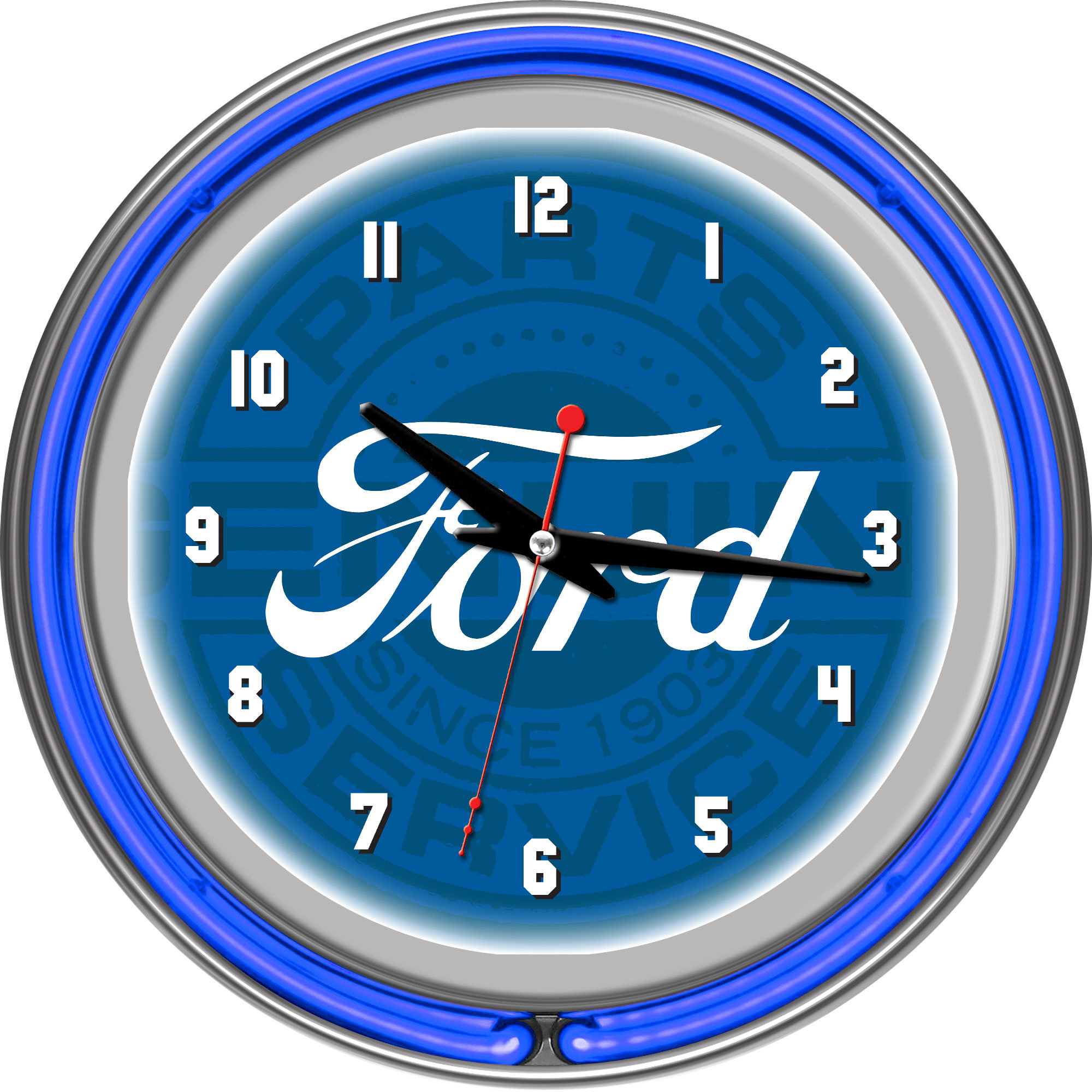 Trademark Global Ford Genuine Parts 11 Double Rung Neon Wall Clock Trademark Global Ford Genuine Parts 11 Double Rung Neon Wall Clock Wayfair