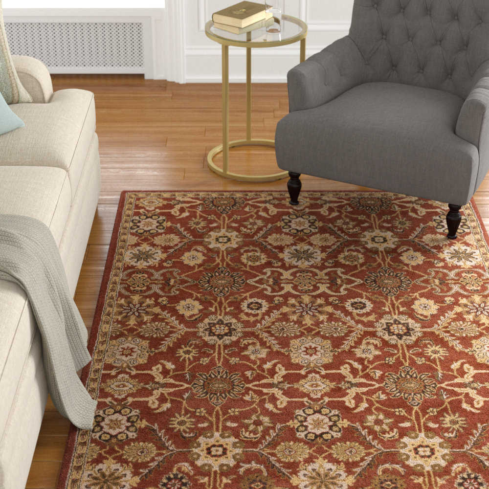 Phair Hand Tufted Wool Beige Red Area Rug