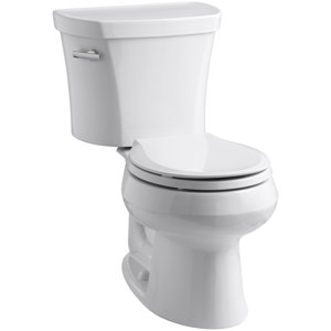Wellworth Two-Piece Round-Front 1.28 GPF Toilet with Class Five Flush Technology and Left-Hand Trip Lever