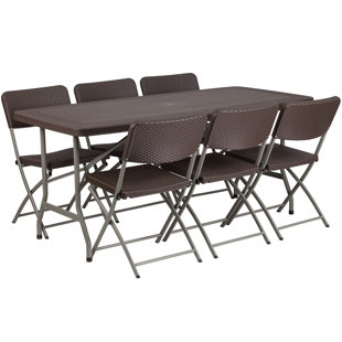 Folding Tables You Ll Love Wayfair Rattan Plastic 67 5 Rectangular Folding Table With 6 Chairs