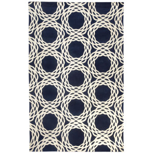 Cococozy Dark Blue / Ivory Princeton Area Rug