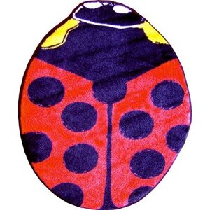 Fun Shape High Pile Ladybug Area Rug