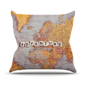 Adventure Map by Sylvia Cook World Throw Pillow