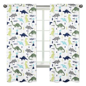 Mod Dinosaur Wildlife Semi-Opaque Rod Pocket Curtain Panels (Set of 2)